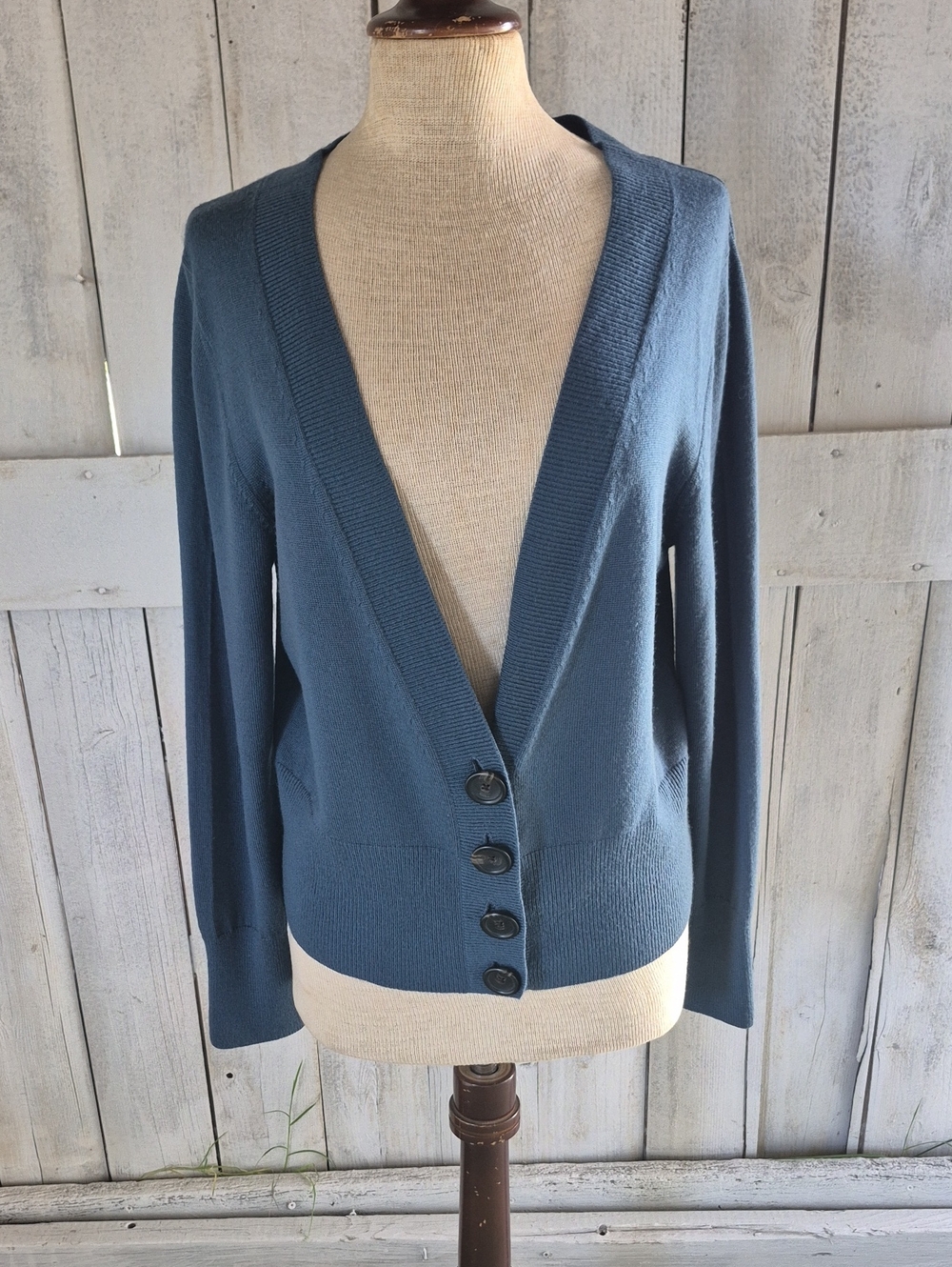 Banana Republic Deep Slate Blue V-Neck Button Cardigan